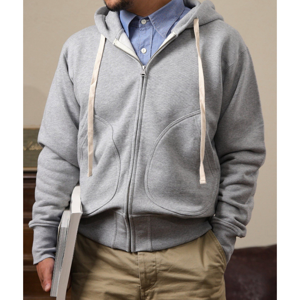 17.5 oz Terry Cloth Zip-Up Hoodie Vintage Gray Non Stock Mfg. 100% Cotton Sz 42